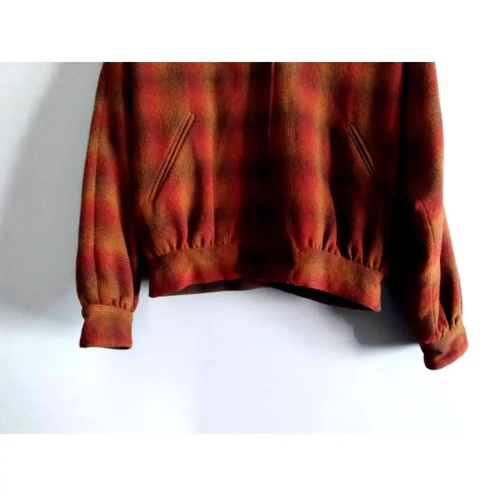 80s Banana Republic Mill Valley Vintage Wool Jacket Small Plaid Coat Cabincore